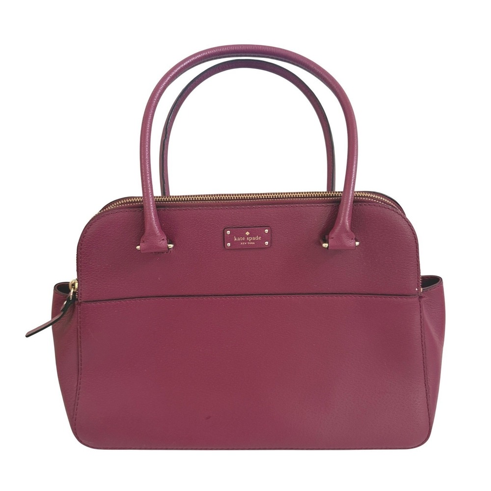 Kate Spade New York Leather Satchel Laptop Tote Bag Berry Magenta Work Purse